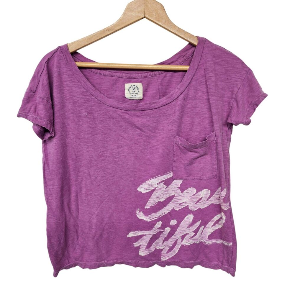 American Eagle Outfitters Y2K Vtg Tee Womens SP Purple Beautiful Fairy Preppy